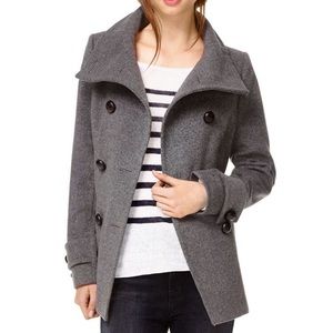 Aritzia Babaton Heather Grey Howell Cashmere & Italian Wool Blend Pea Coat S
